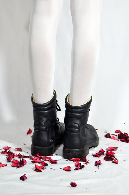 Black Vintage Leather Rangers Commando Boots