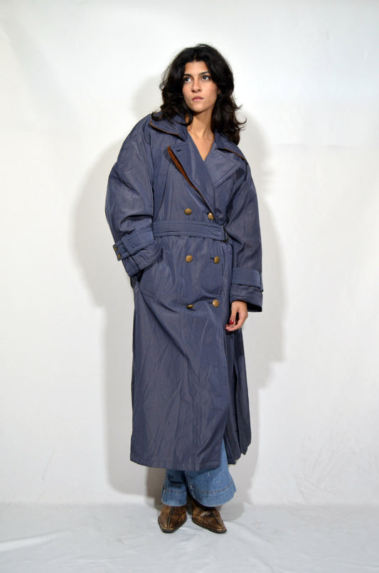 Blue Thick Trench Vintage Coat