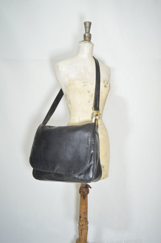 Black Genuine Leather Big Cross Bag