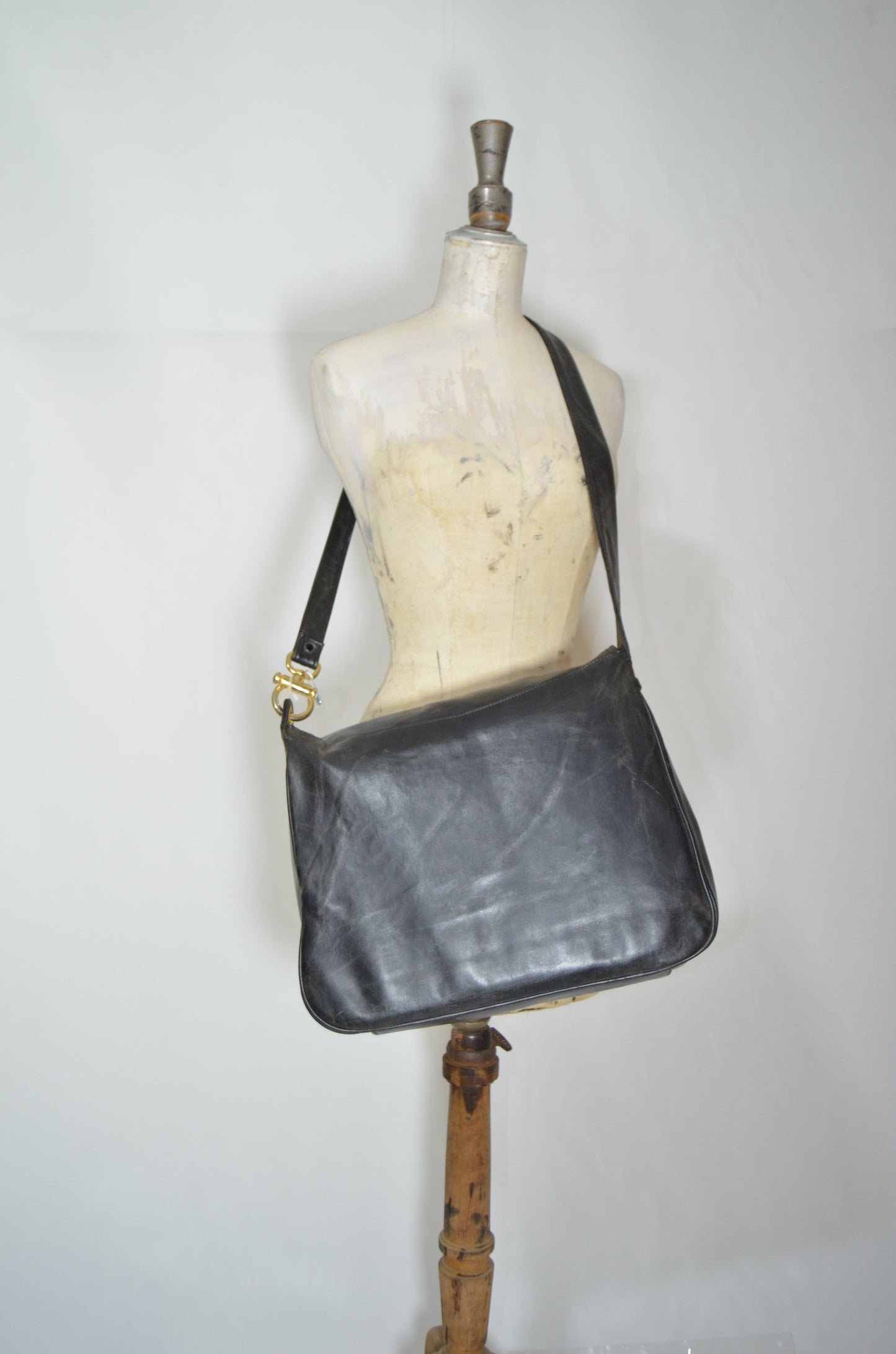 Black Genuine Leather Big Cross Bag