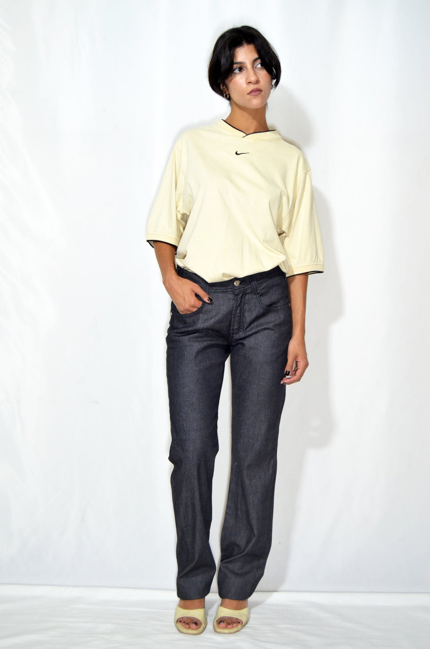 "DKNY" Grey Vintage Straight Cut Mid-waist Jeans