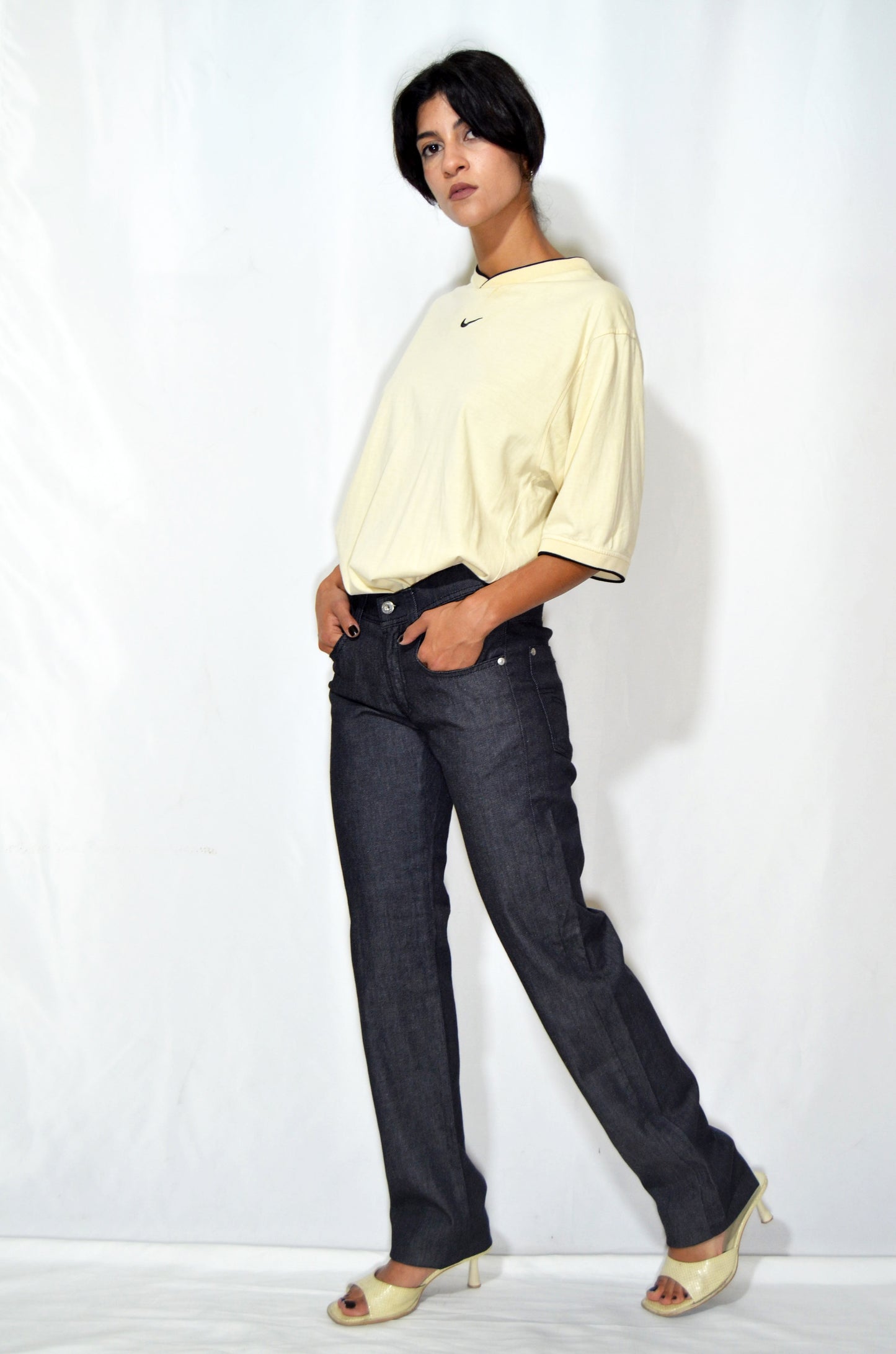 "DKNY" Grey Vintage Straight Cut Mid-waist Jeans