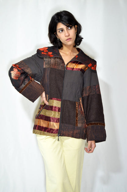 Brown Vintage Patchwork Jacket