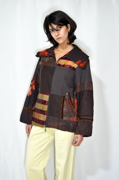 Brown Vintage Patchwork Jacket