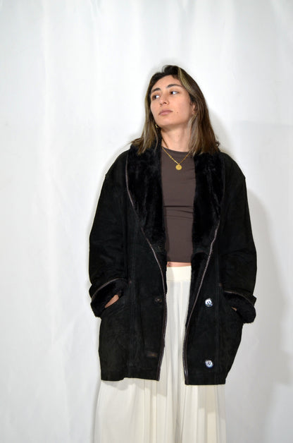 Black Suede & Fur Vintage Jacket