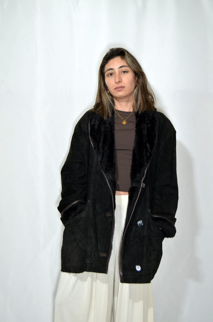 Black Suede & Fur Vintage Jacket