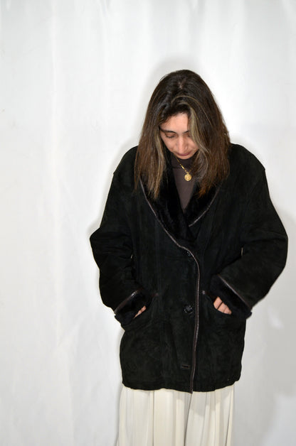 Black Suede & Fur Vintage Jacket