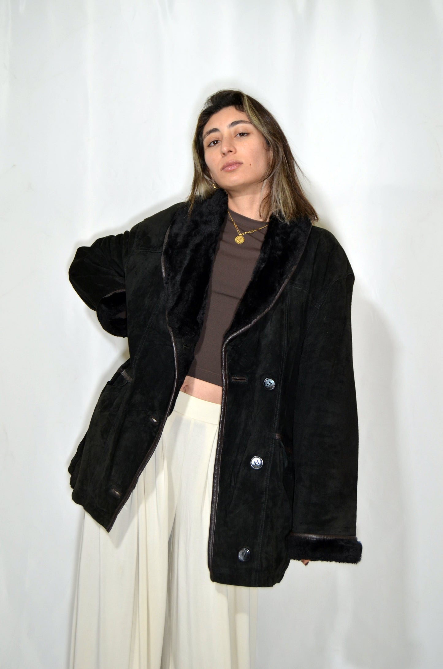 Black Suede & Fur Vintage Jacket