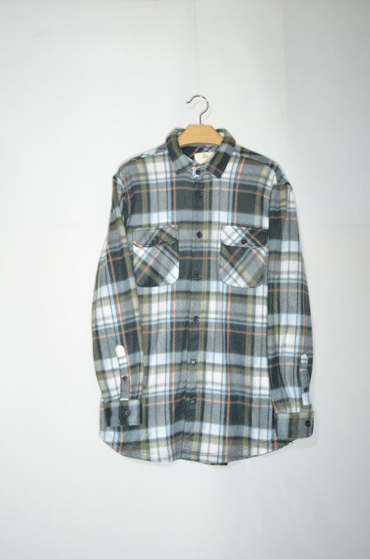 Grey, White & Blue Checkered Wool Shirt