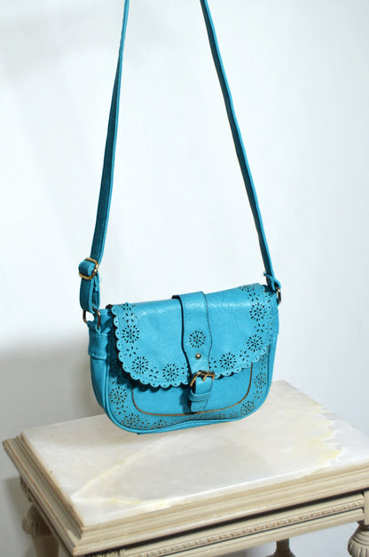 Blue Leather Cross bag