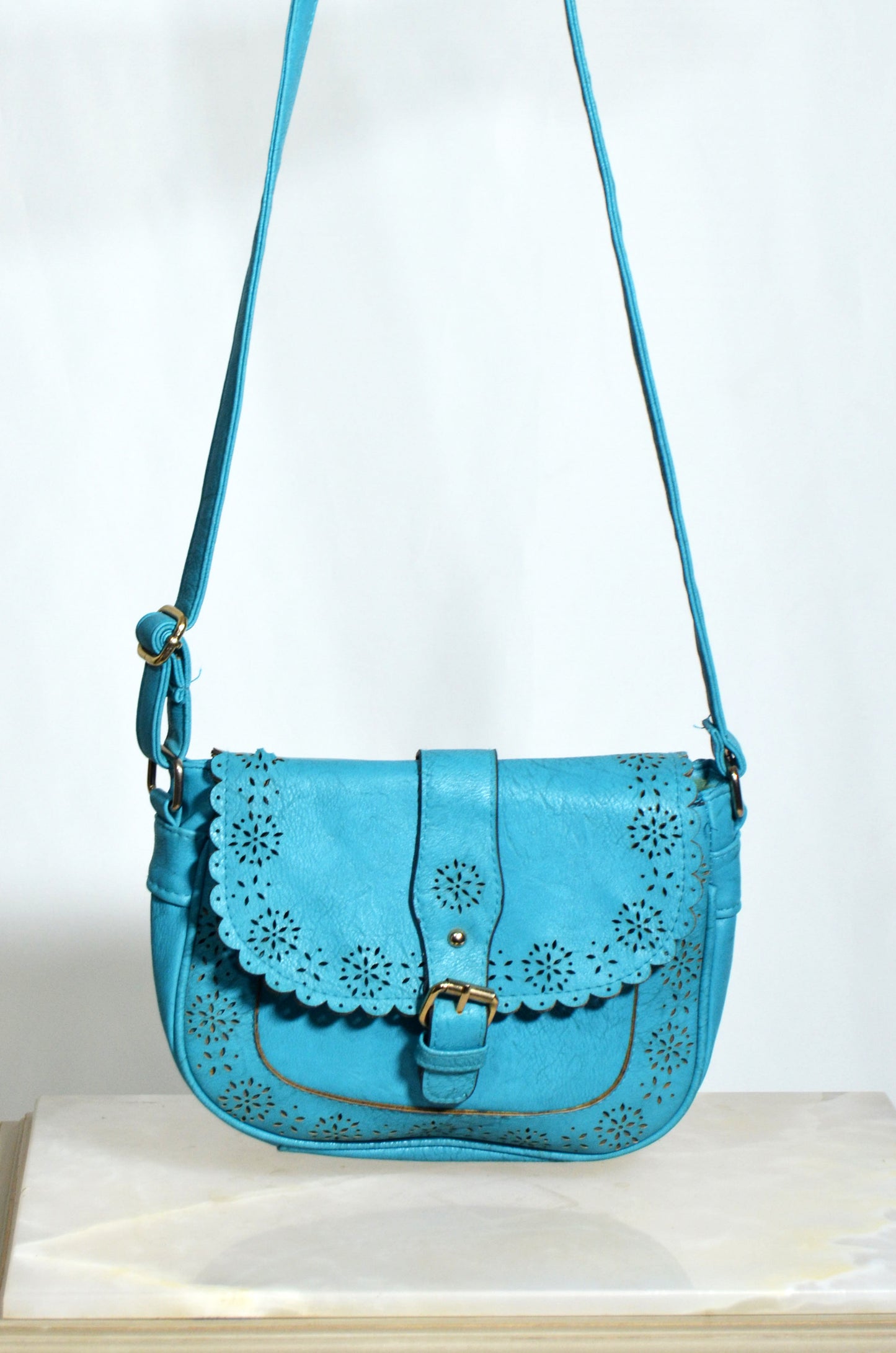 Blue Leather Cross bag