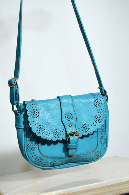 Blue Leather Cross bag