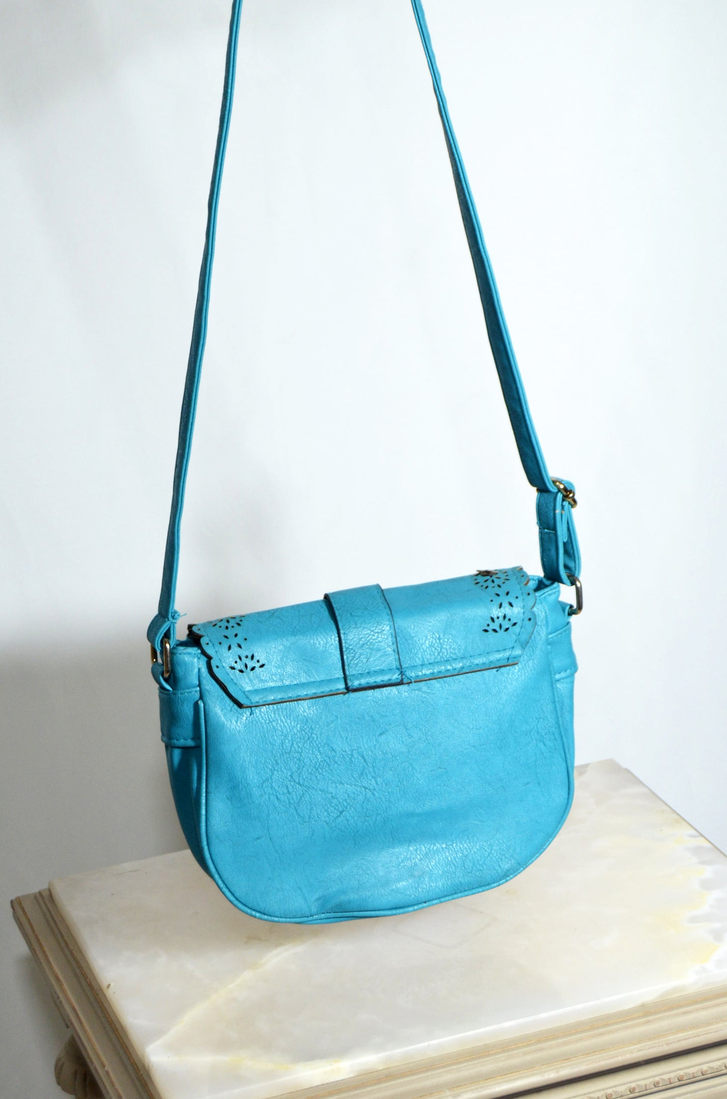 Blue Leather Cross bag