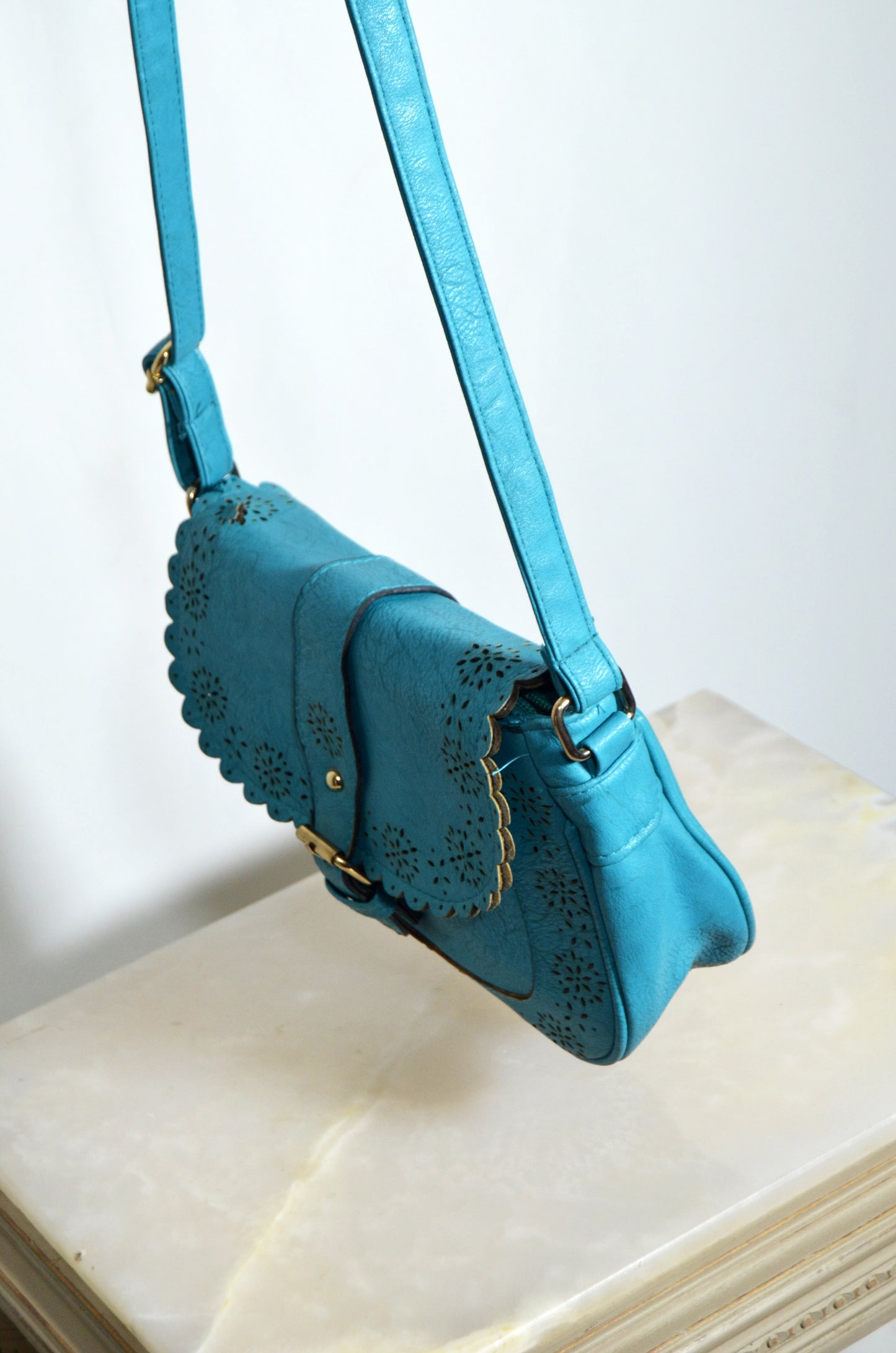 Blue Leather Cross bag