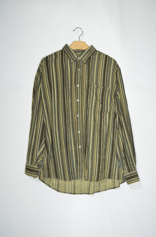 Green, Yellow & Black Corduroy Stripped Shirt