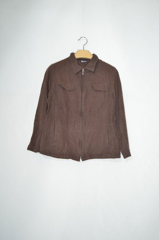 Brown Linen Flowy Light Jacket