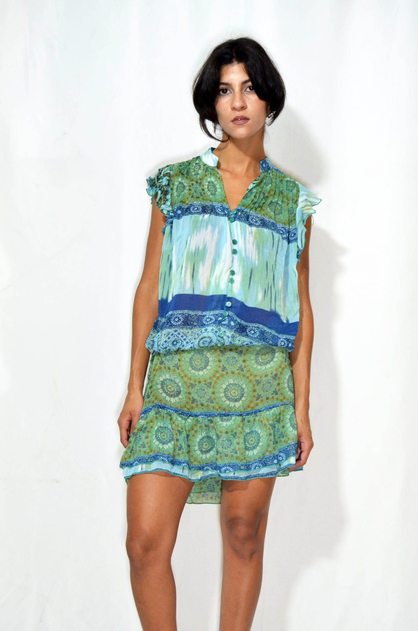 Colorful Vintage Ruffled DRess