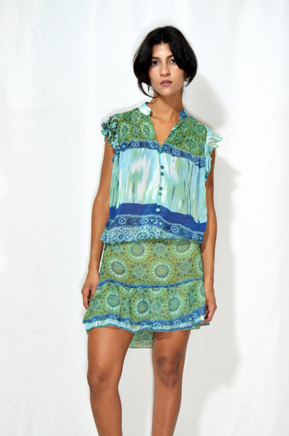 Colorful Vintage Ruffled DRess