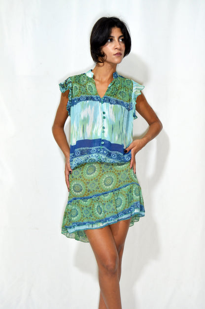 Colorful Vintage Ruffled DRess
