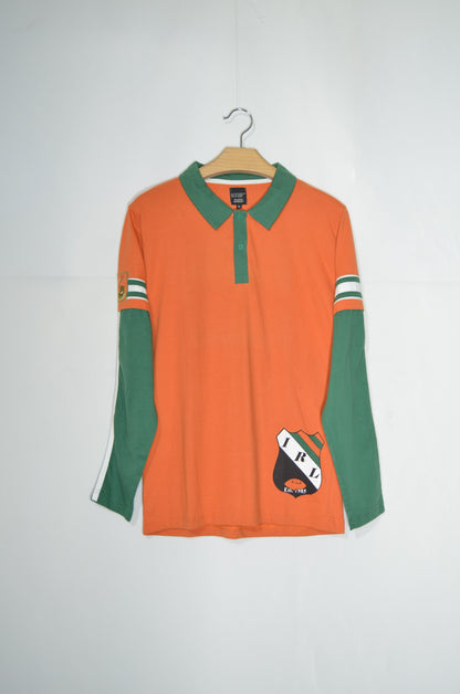 Orange & Green Cotton Polo Top