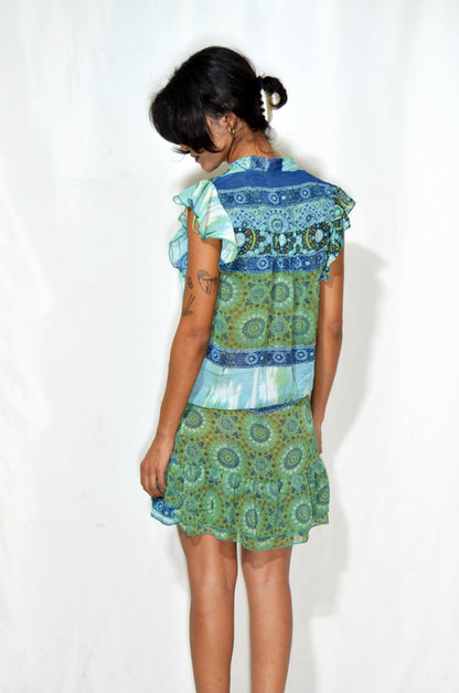 Colorful Vintage Ruffled DRess