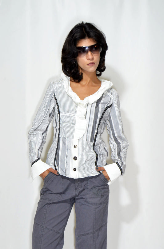 Black & White Vintage Striped Shirt