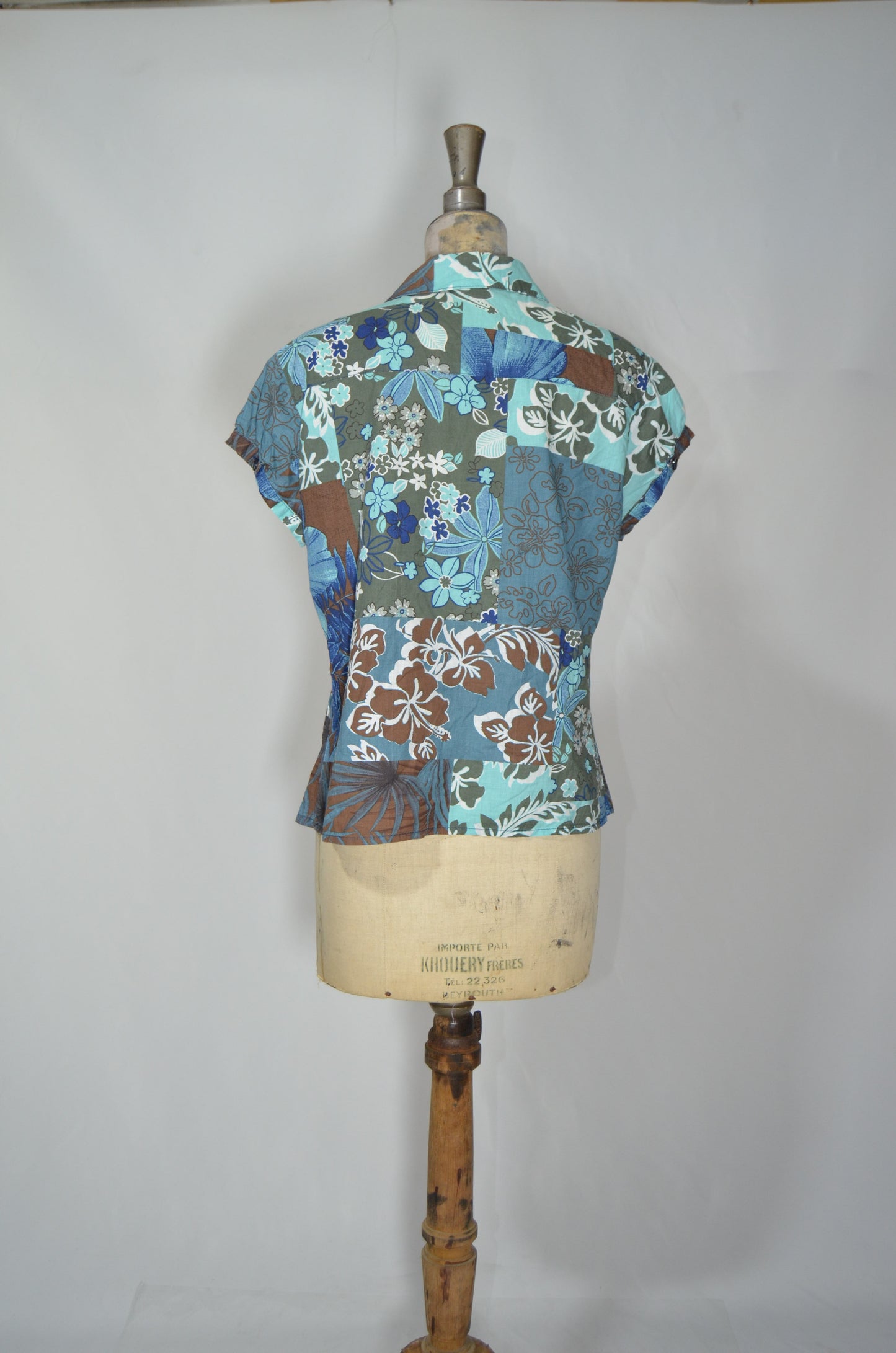 Blue & Brown Floral Patterned Shirt