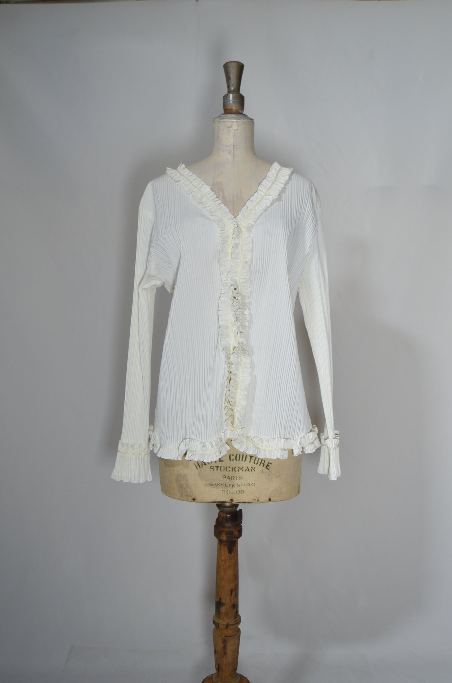 White Ruffled Pleated Shirt