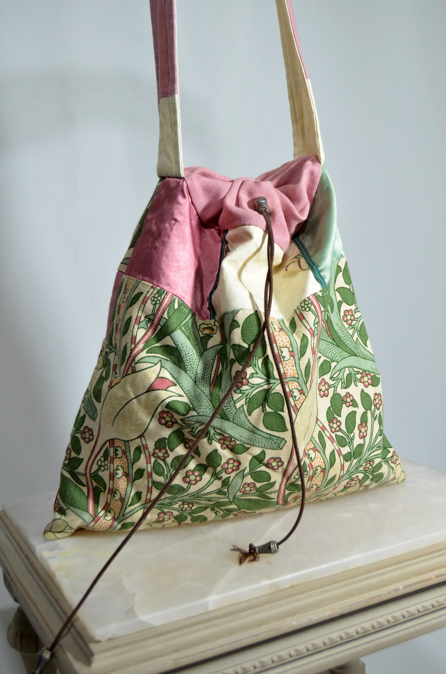 Green & Pink Exotic Patchwork Vintage Shoulder Bag