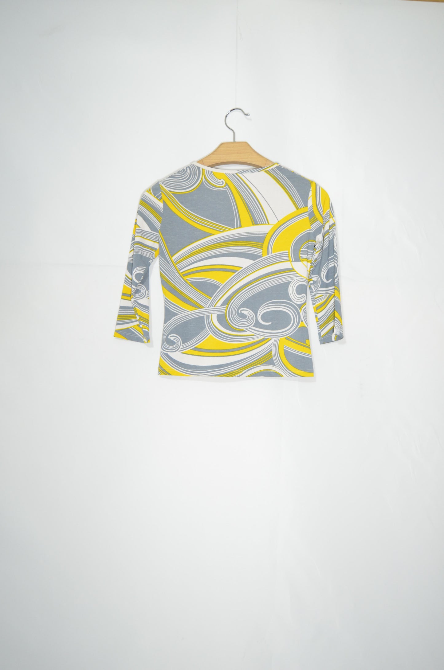 Grey & Yellow Fitted Patterned Top