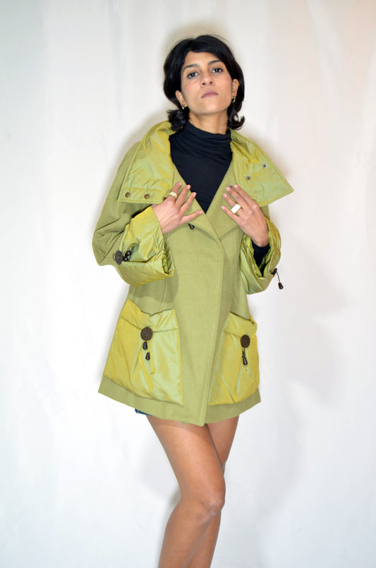 Green Wool & Cashmere Loose Coat