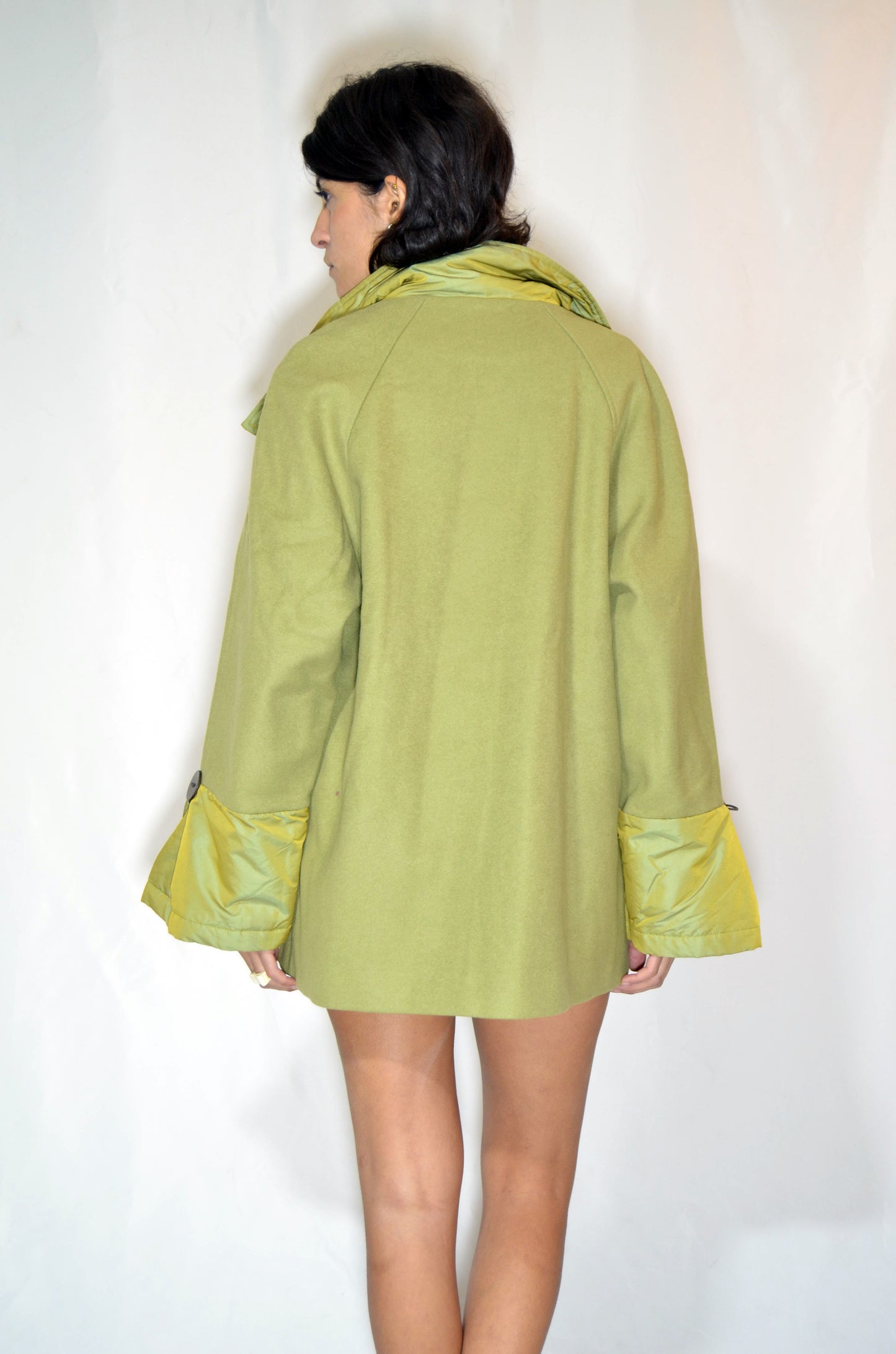 Green Wool & Cashmere Loose Vintage Coat