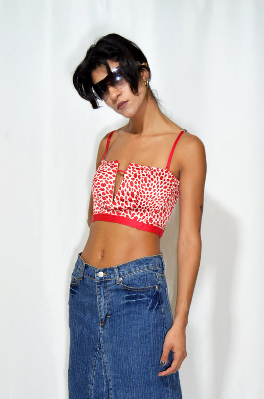 "Victoria Secret" Red Patterned Vintage Cropped Top