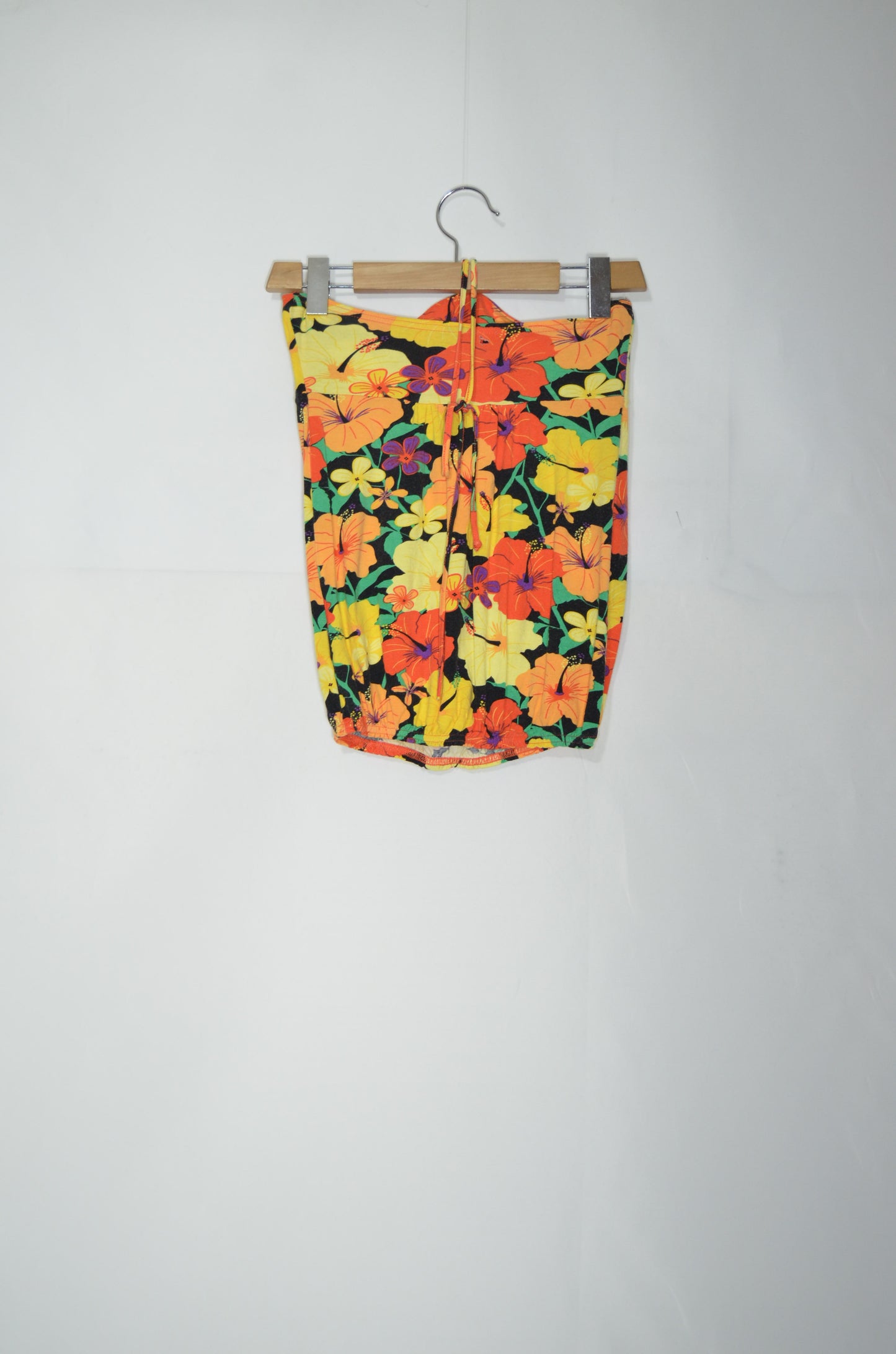 Orange & Yellow Floral Strapless Top