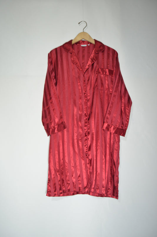 Red Silk Stripped Night Shirt