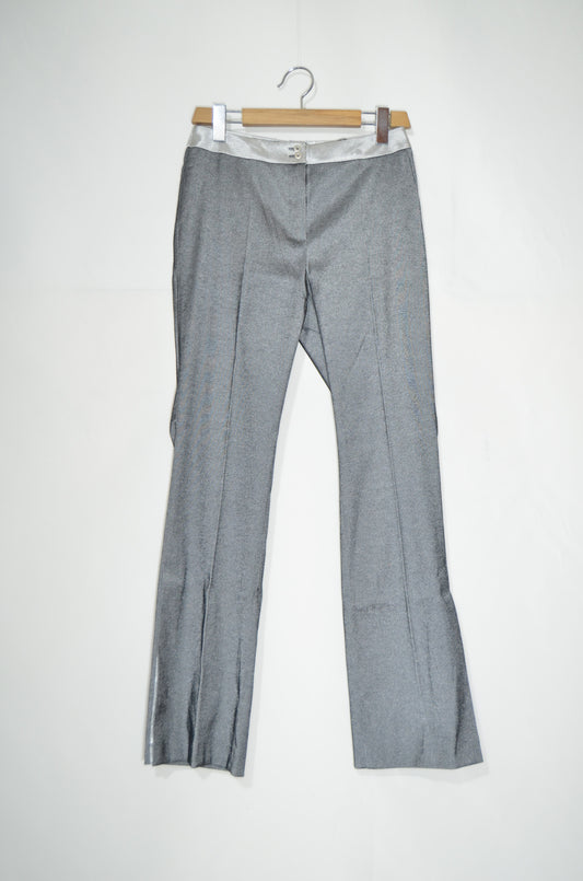 Grey/Silver Shiny Flared Pants