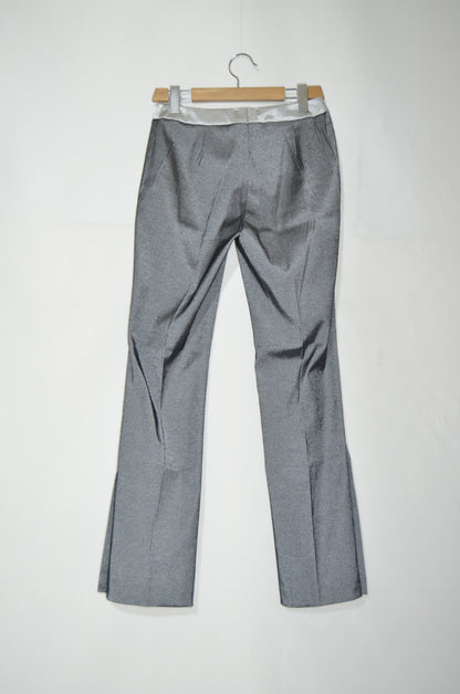 Grey/Silver Shiny Flared Pants