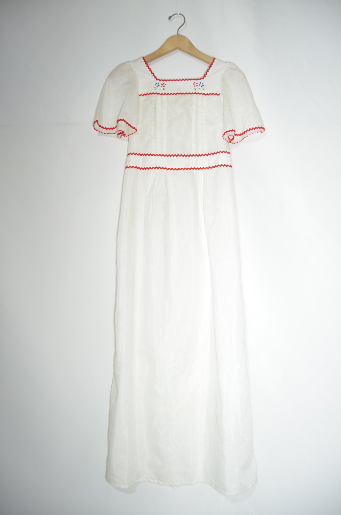 White Cotton Maxi Night Gown with some Embroideries