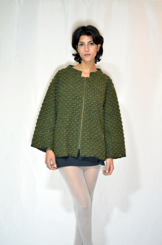 Green Wool Dotted Jacket