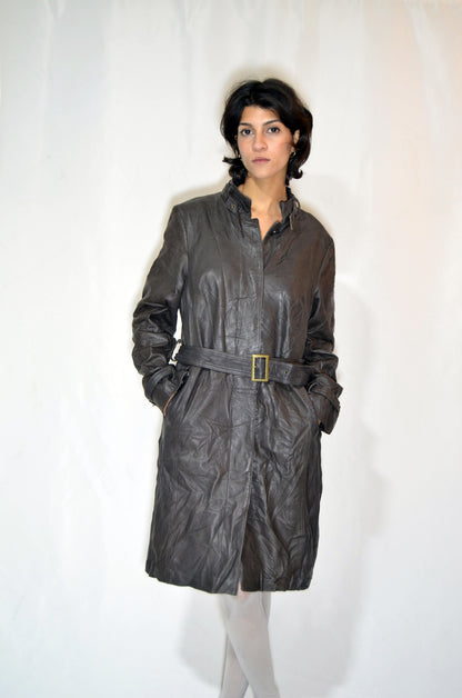 Brown Leather Vintage Coat