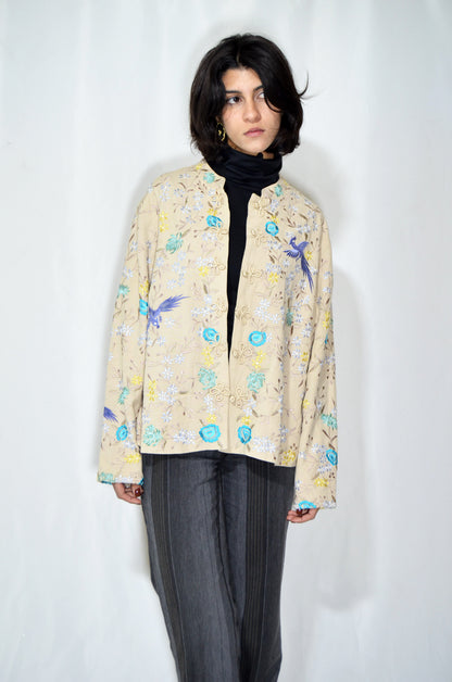 Beige Vintage Embroidered Jacket