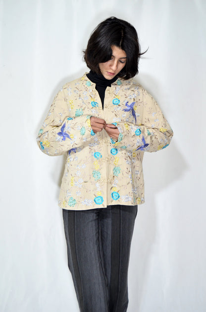 Beige Vintage Embroidered Jacket