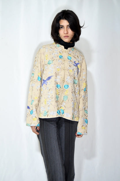 Beige Vintage Embroidered Jacket