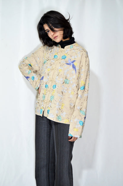 Beige Vintage Embroidered Jacket