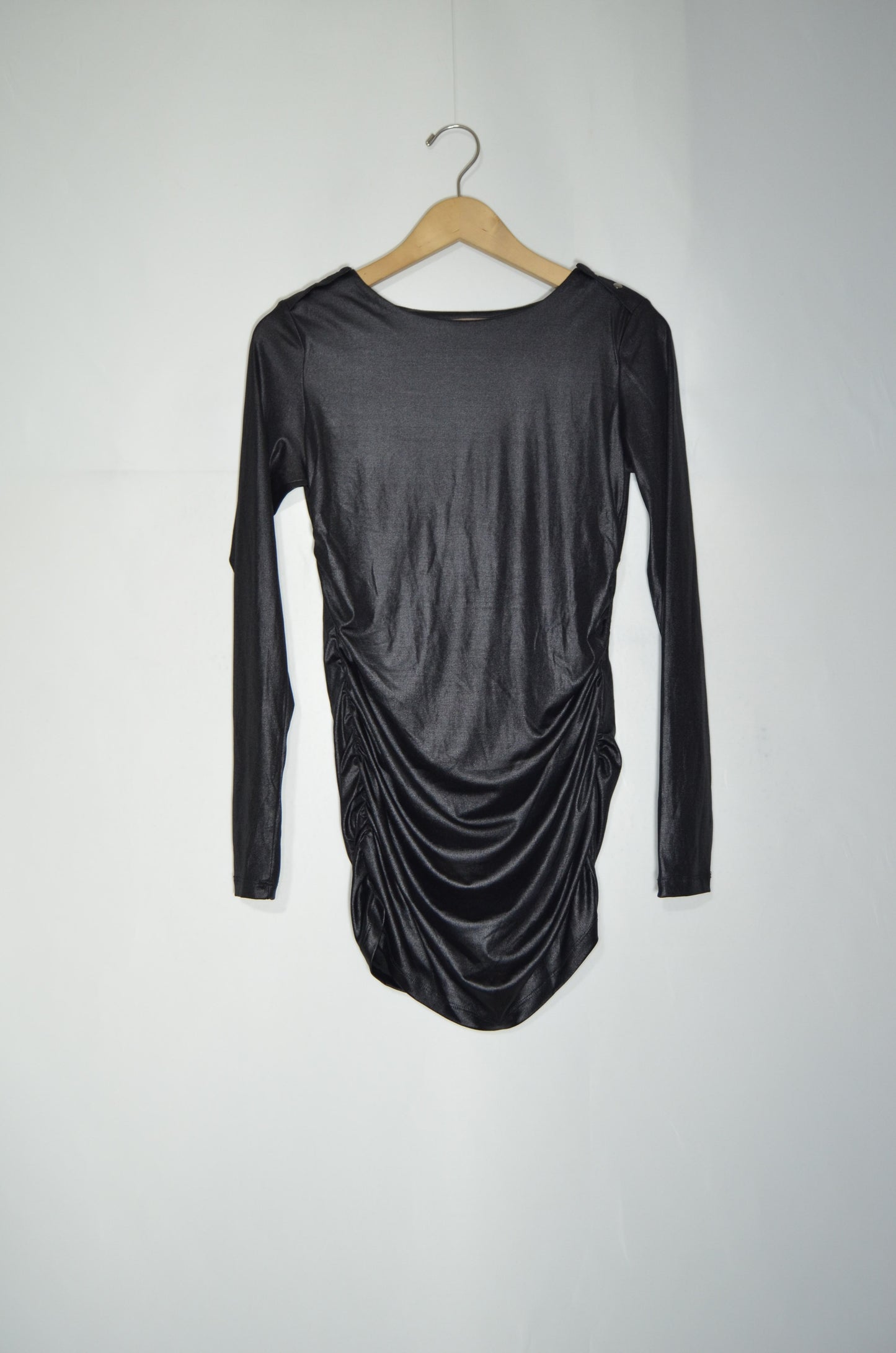 Black Classy Mini Dress with side gathering