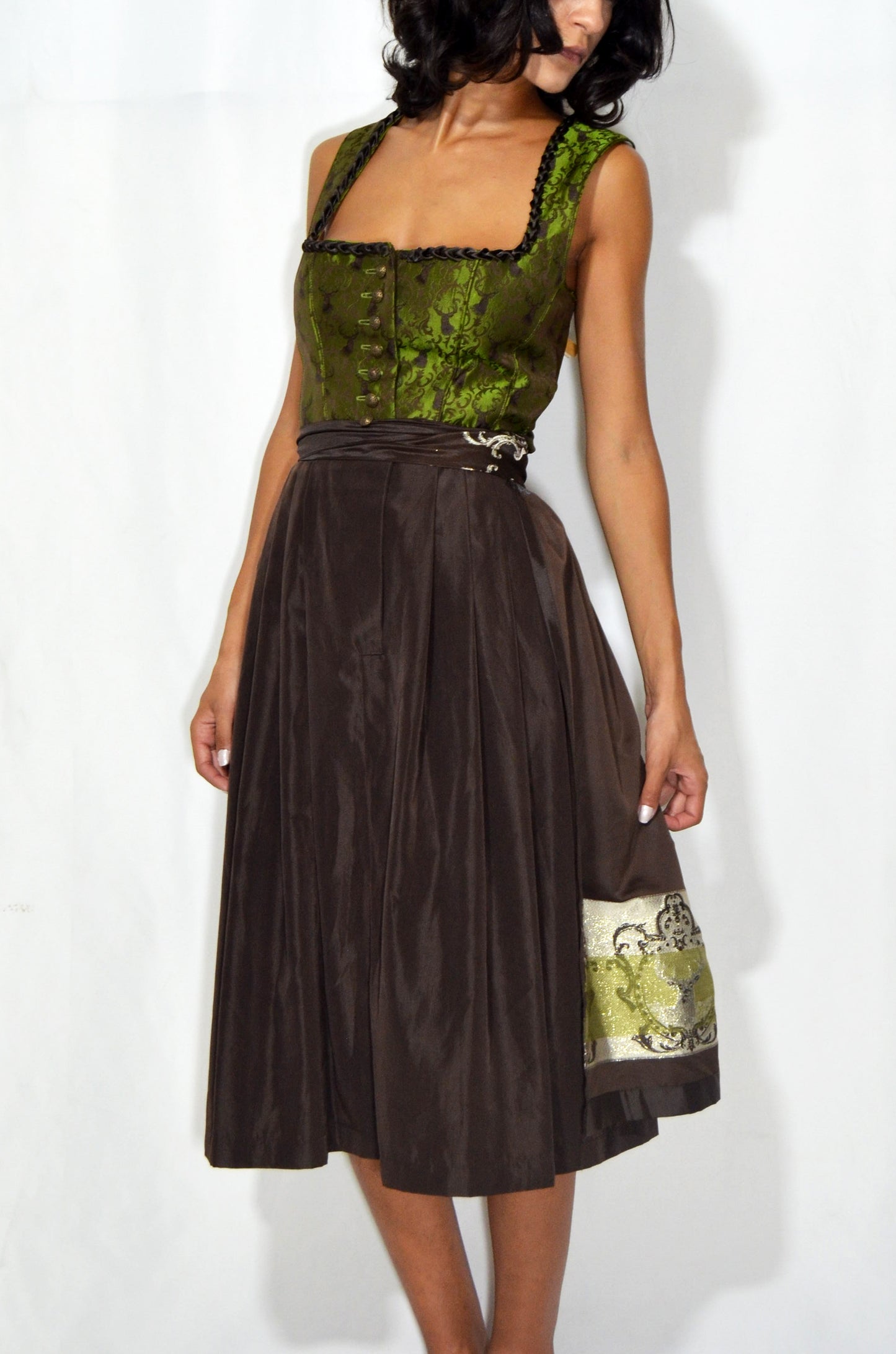 Vintage Green & Brown Dirndl