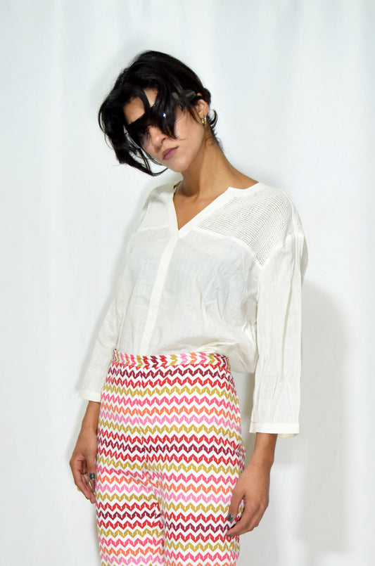 White Cotton Vintage Top