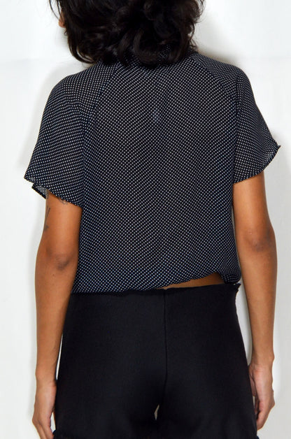 Vintage Polka Dotted Cropped Shirt
