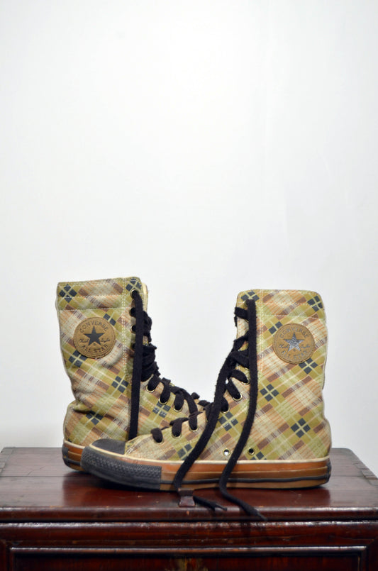 "Converse" Green & Brown Patterned High Sneakers