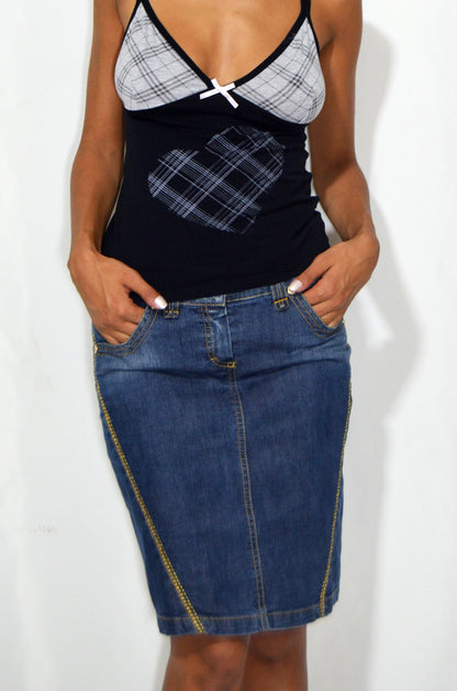 Vintage "Denny Rose" Denim Midi Skirt